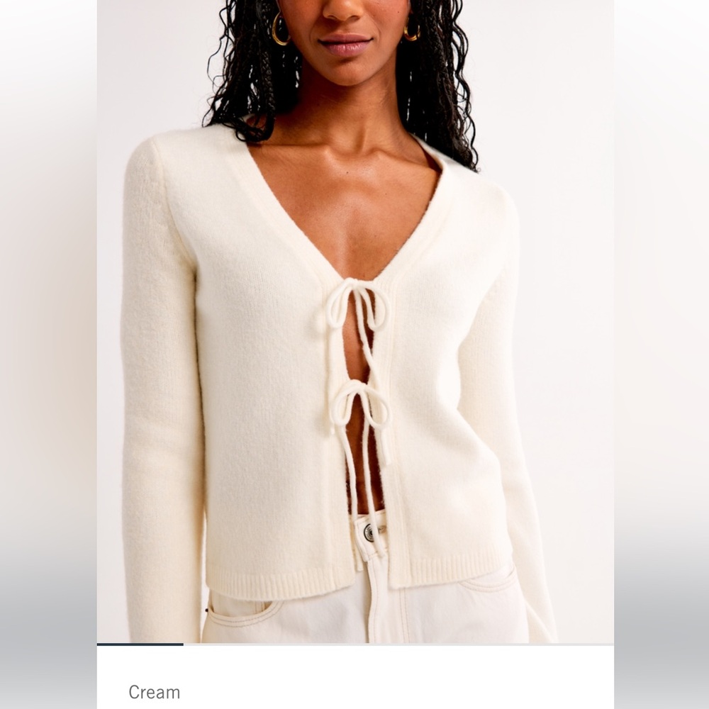 Abercrombie Cream Tie-Front Sweater
